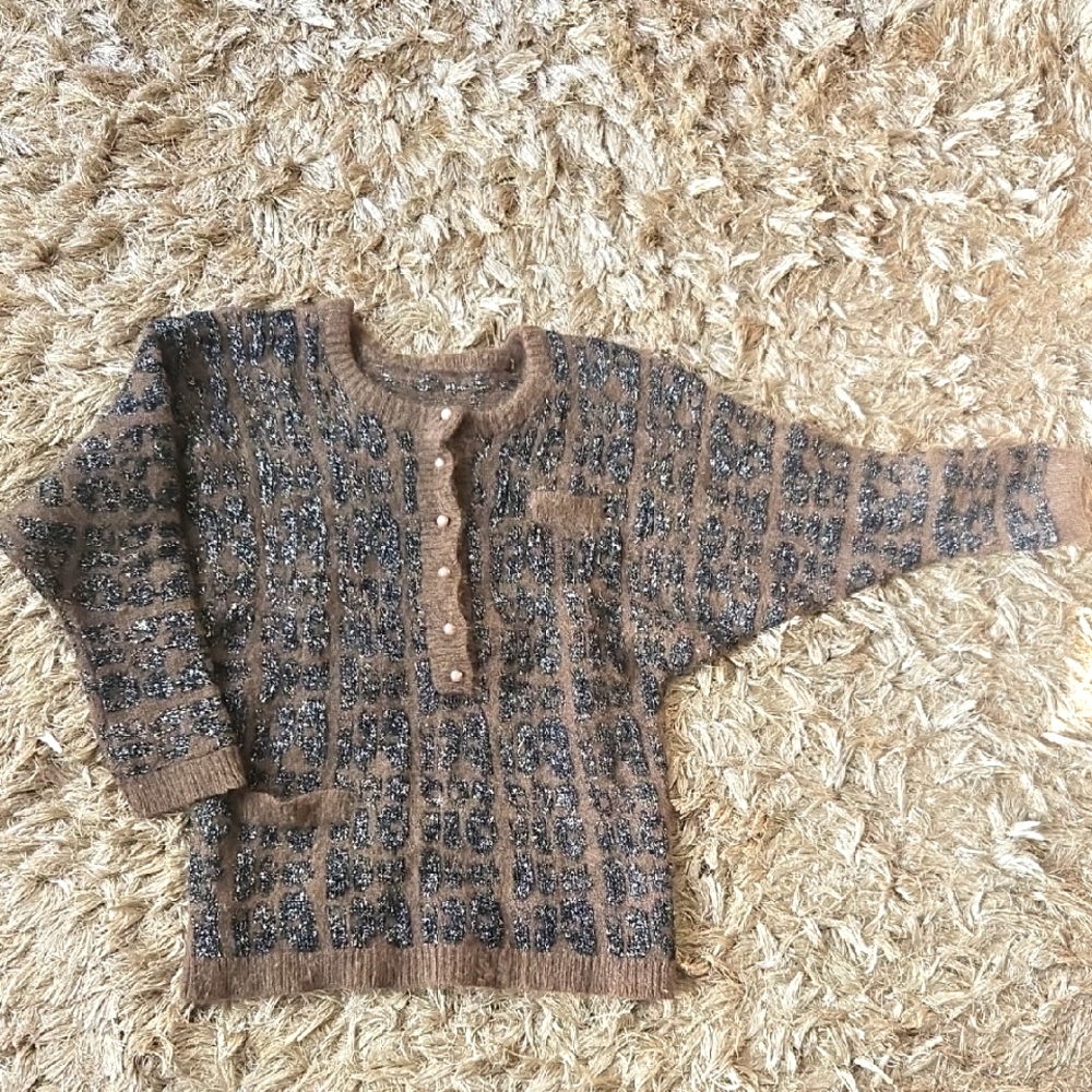 Vintage Animal Print Brown Patterned Sweater